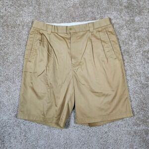 Ashworth Golf Shorts Pleated Tan Khaki EZ Tech‎ Performance Cotton Mens 34